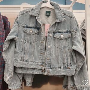 . Wild Fable Light Wash Distressed Semi-Cropped Denim Jacket